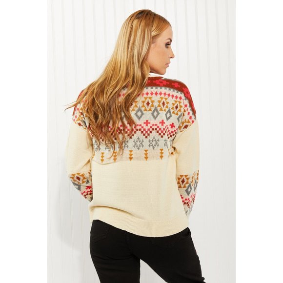 Andree by Unit Full Size Geometric Half-Button Henley Sweater - Picture 2 of 9